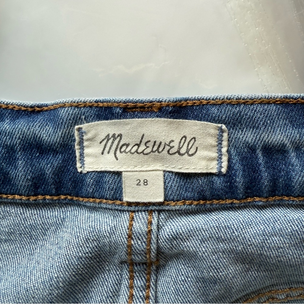 Madewell Denim Frayed Cut Off Jean Skirt Raw Hem Blue Western Grunge 28 - Picture 8 of 9